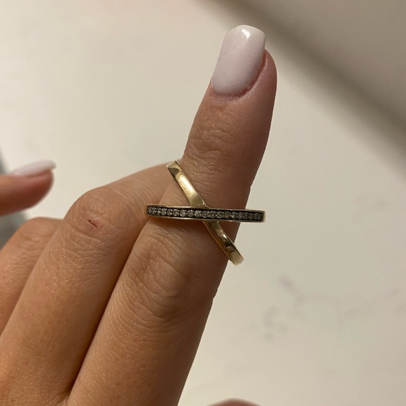 TOUS Nocturne crossed Ring in Silver Vermeil with Diamonds 2,2cm. - Picture 5 of 7